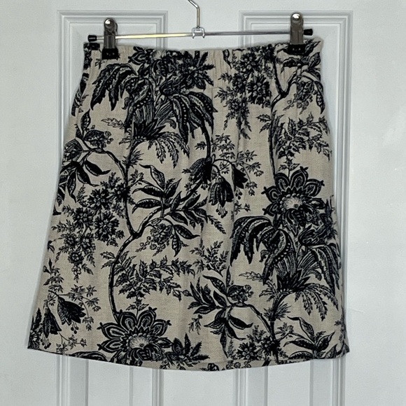 J. Crew Floral Navy and Cream Skirt - Picture 2 of 6